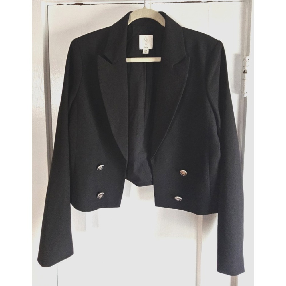 joie blazer open‎ front woman Sz L black buttons detailed jacket stretchy